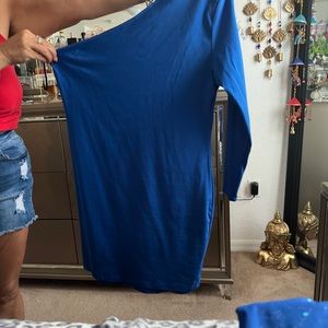 Blue off the shoulder dress